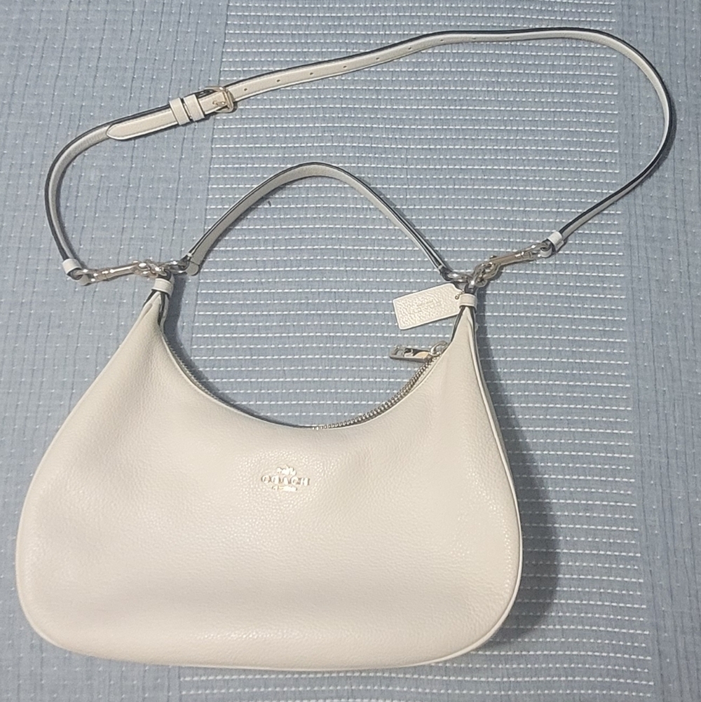 Coach Cream Pebbled Leather Harley Hobo Shoulder Bag
